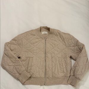 Z Supply Tan Quilted Zip-Up Bomber Jacket